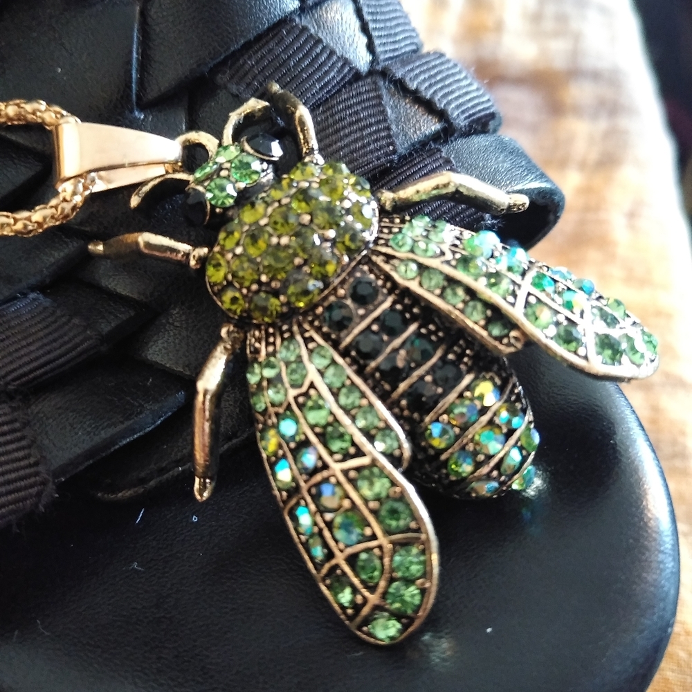Rhinestone Insect Necklace